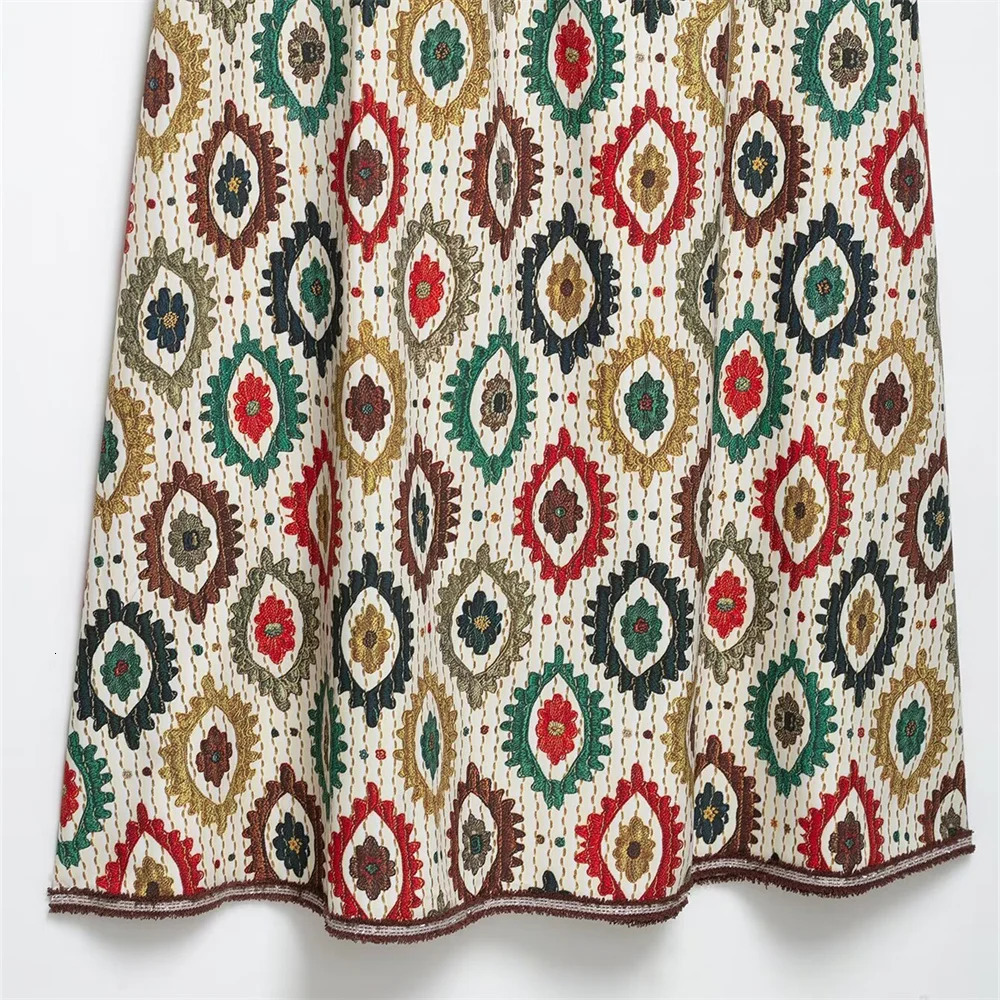 SpringSummer Product Womens Clothing Ethnic Style Printed Dress Temperament Lotus Neck High Waist Line 250514
