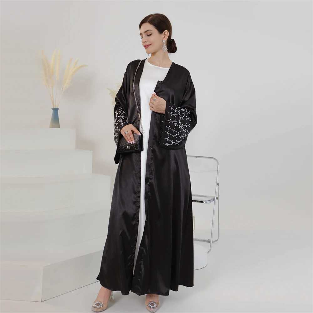 Muslim Beaded Dress Dubai Turkey Kaftan Eid Ramadan Islamic Jalabiya Kimono Cardigan Arabic Open Abayas Femme Musulman Vestidos X250514