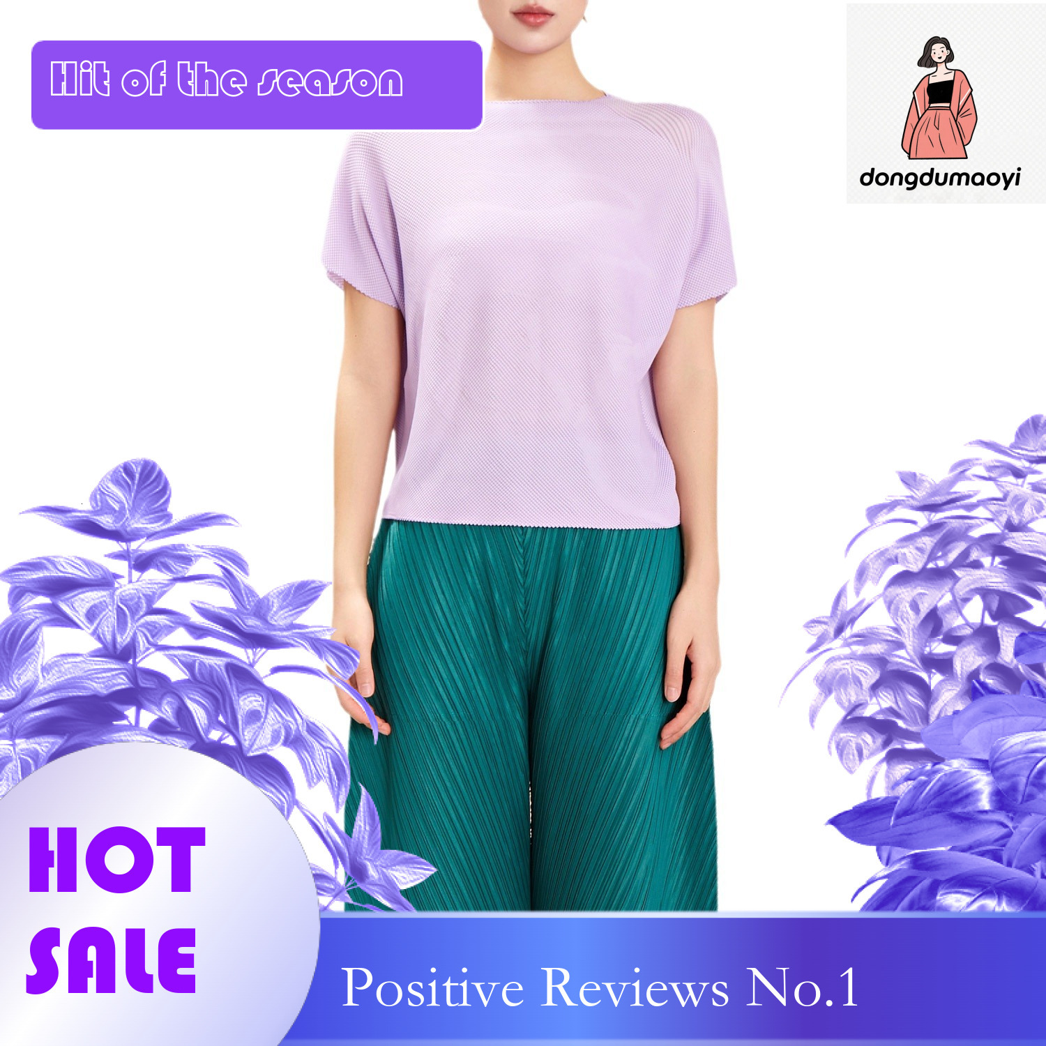 dongdumaoyi Miyake T-shirt women's 2024 summer new high-end pleated casual loose fashion age reducing versatile slimming top