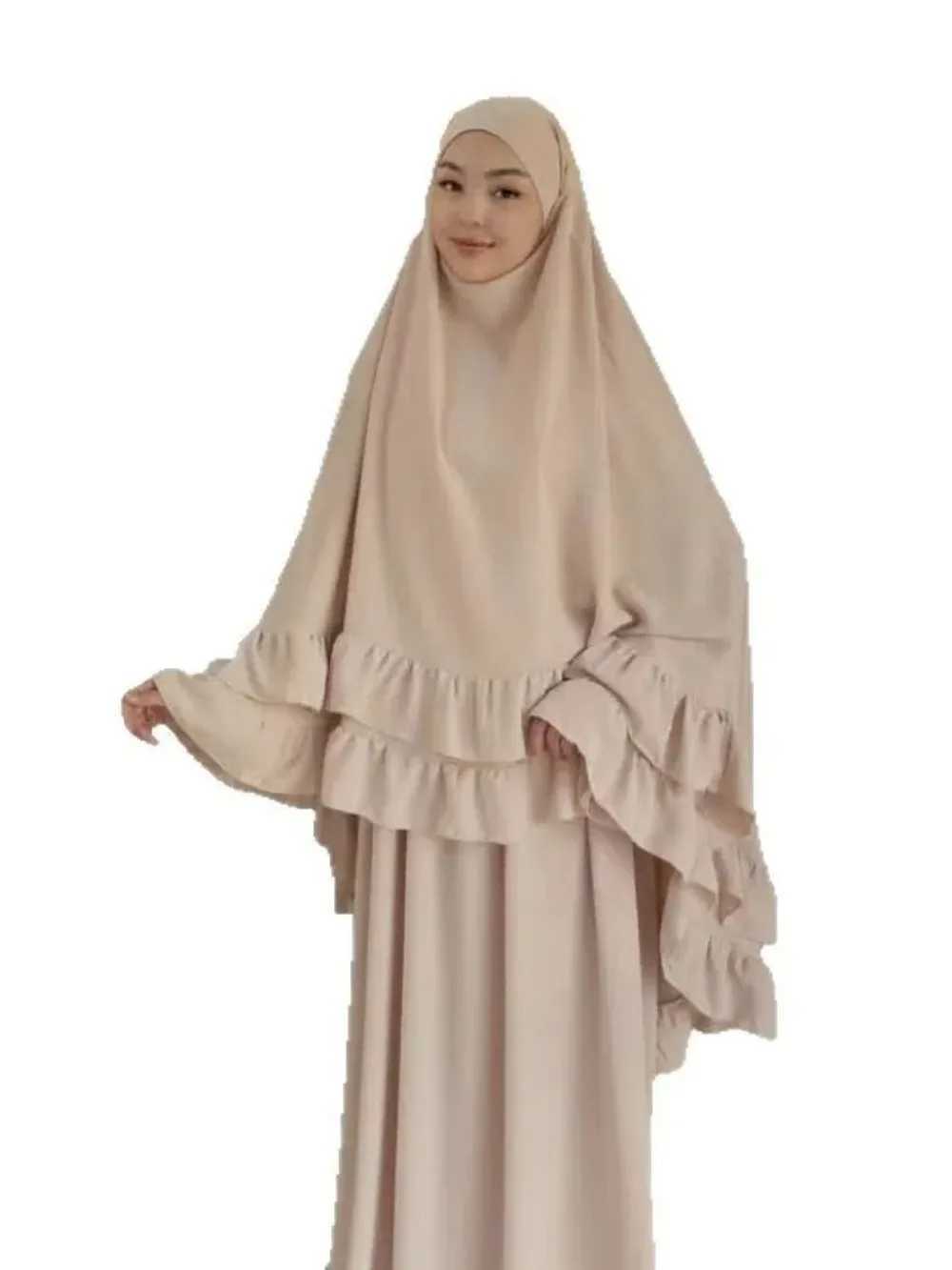 Muslim Dresses Hijab 2 Piece Sets Women Modest Abayas Headscarf Ramadan Morocco Dubai Kaftan Islam Vestidos Arab Long Robe Suit X2505141
