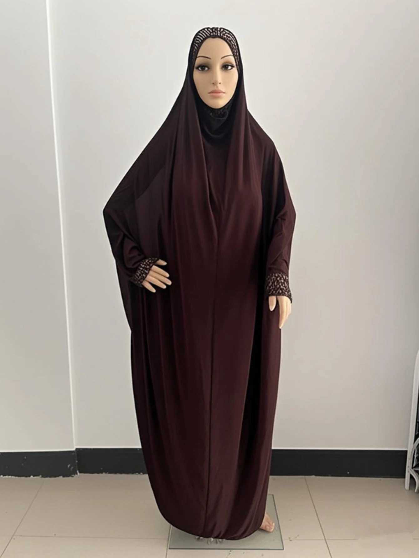 H098 Fr Size Muslim Dress Pray Khimar Kaftan Burqa Abaya Robe Hijab Middle East Clothing X250514