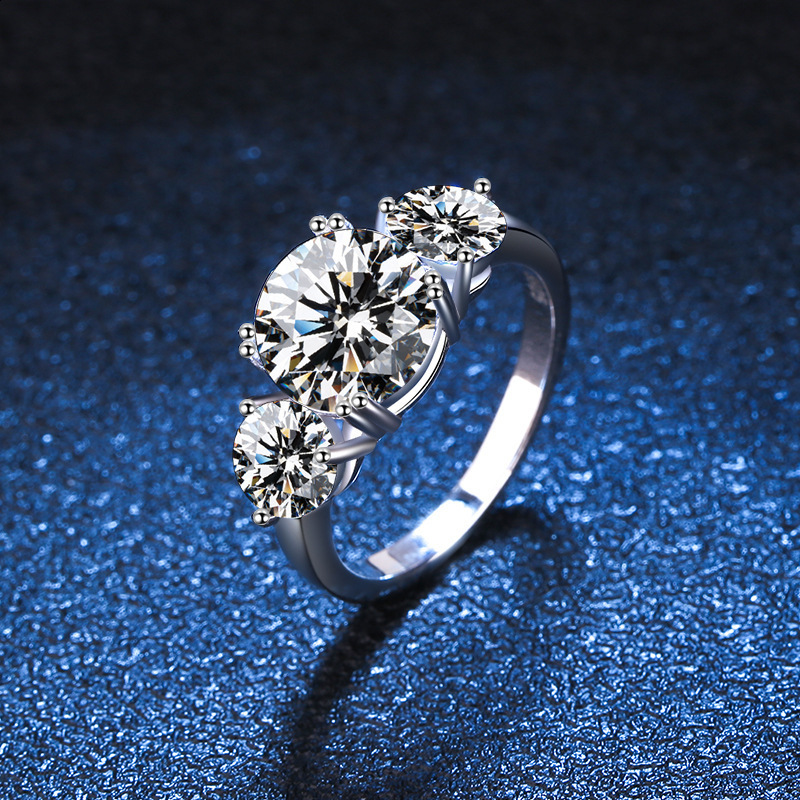 S925 Sterling Silver Ring womens ring plated with Sansheng stone ring straight