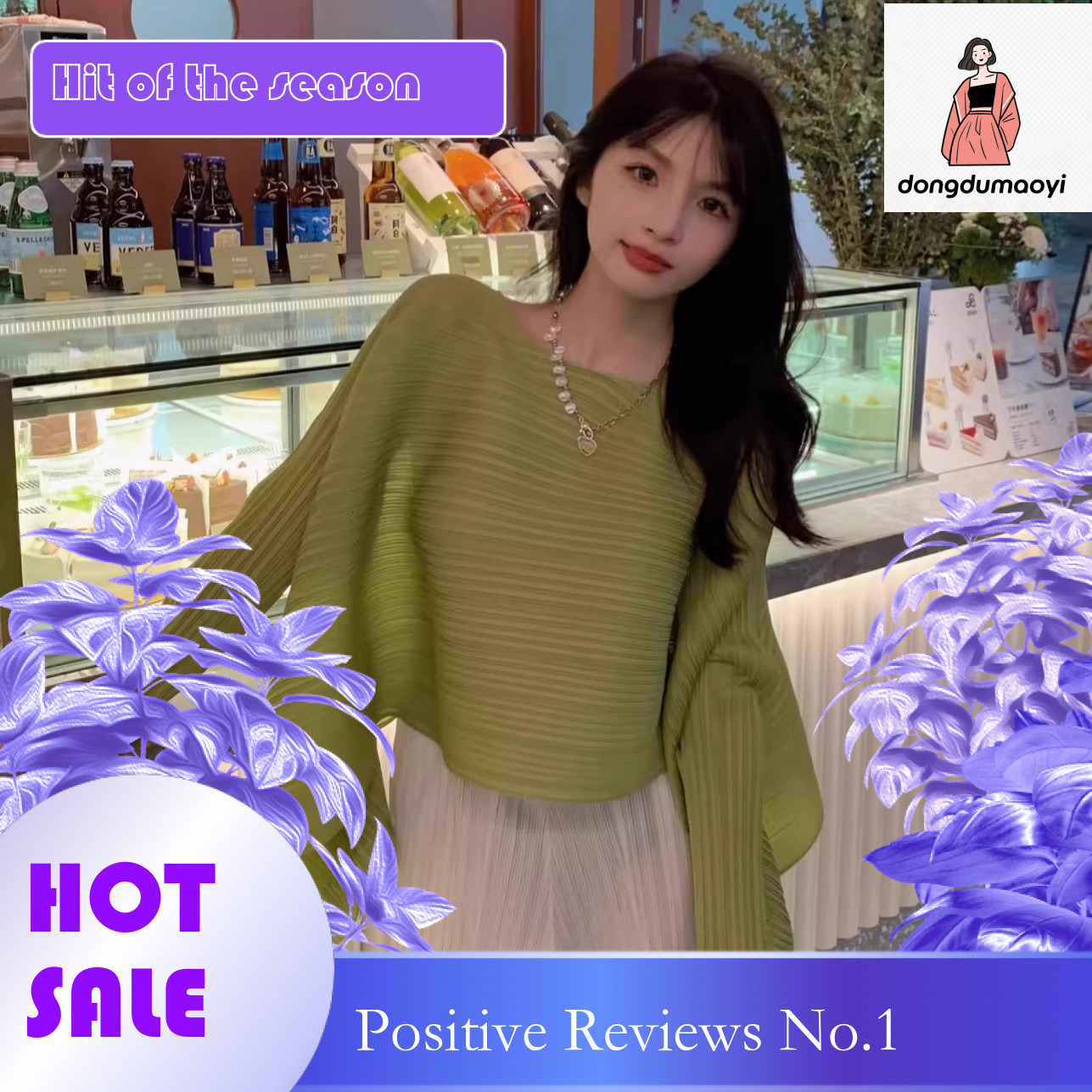 dongdumaoyi Miyake irregular long sleeved top spring and autumn new style round neck slimming pleated t-shirt for women