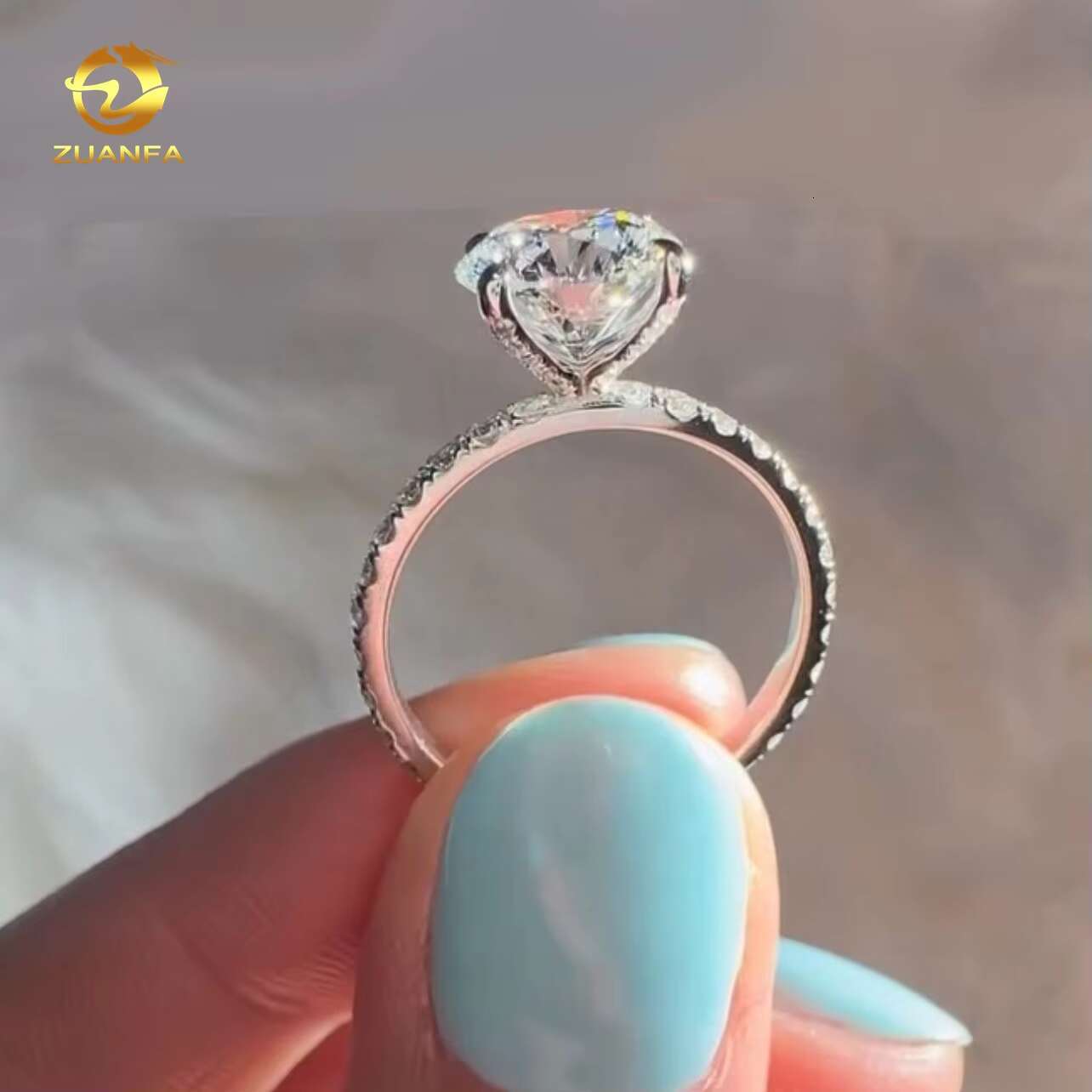 Cheap Price 9K 10K Real Solid Gold Round Brilliant Cut 2.2carat E-F VS1 Clarity Lab Grown Diamond Gold Wedding Engagement Ring