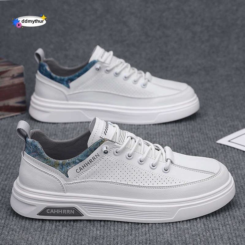 Spring new low top thick soled board trendy student leather casual white live broadcast versatile sports men's shoes ddmythur