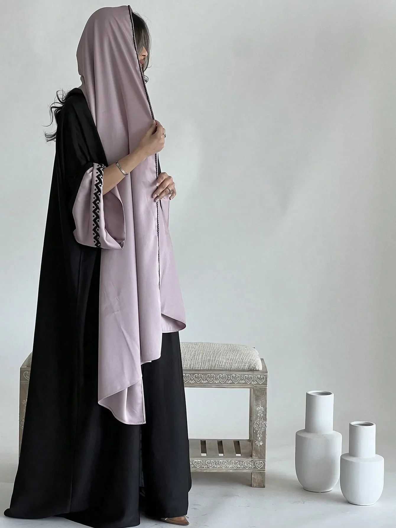 Islamic Full Slve Loose Open Front Abaya Muslim Arabian Embroidery Abayas Robe Turkey Kaftans Long Maxi Dress Women Jilbabs X2505141