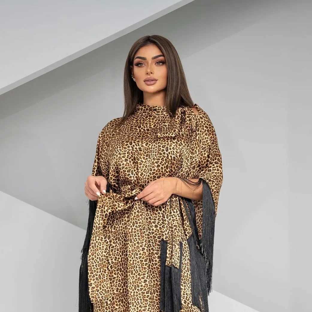 Fashion Womens Dresses Bat Slve Tassel Leopard Design Dresses Party Dresses 2025 Spring New X250514