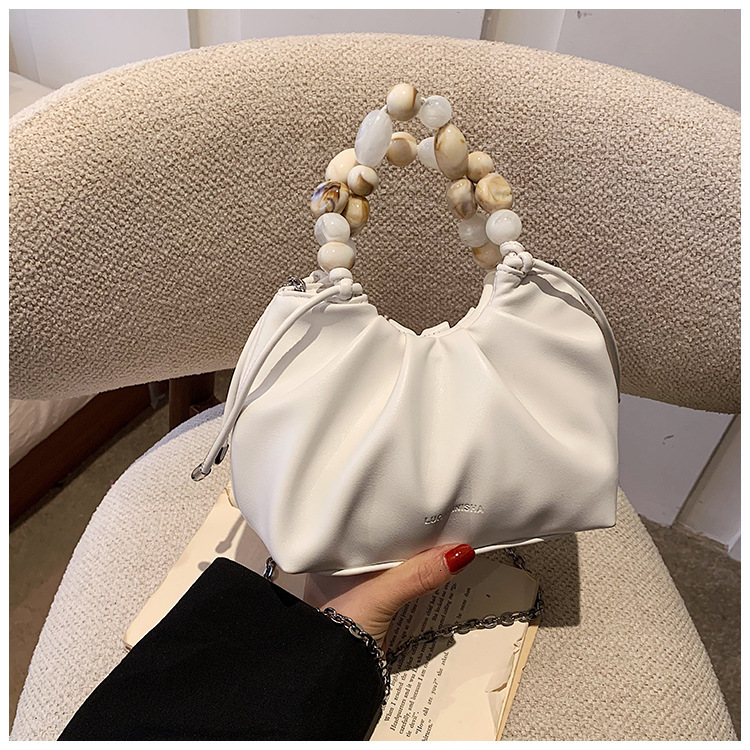 2025 new bag summer new chain women's designer handbag niche design pleated bag soft leather crossbody bag beautiful one shoulder dumpling bag pe