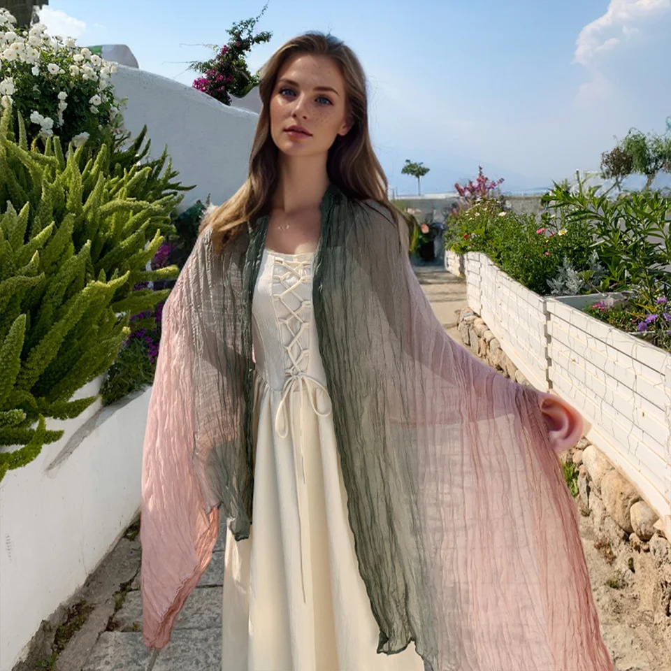 Womens gradient color linen scarf for travel fashionable versatile casual windproof sand proof headscarf womens shawl 250514