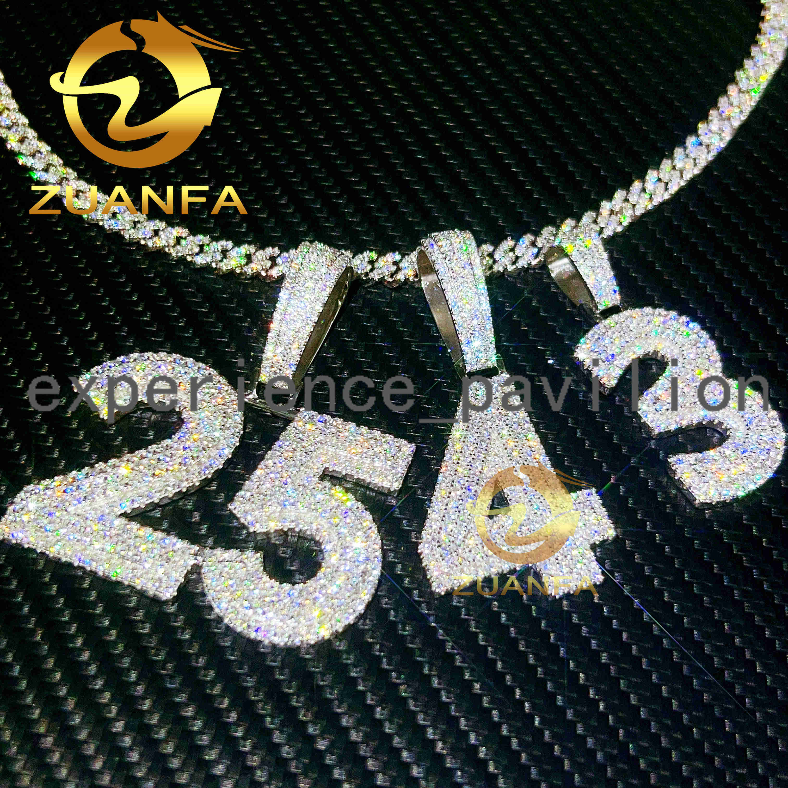 Custom Made 925 Sterling Silver Hip Hop Iced Out Vvs Moissanite Diamond Number Pendant for Men Women