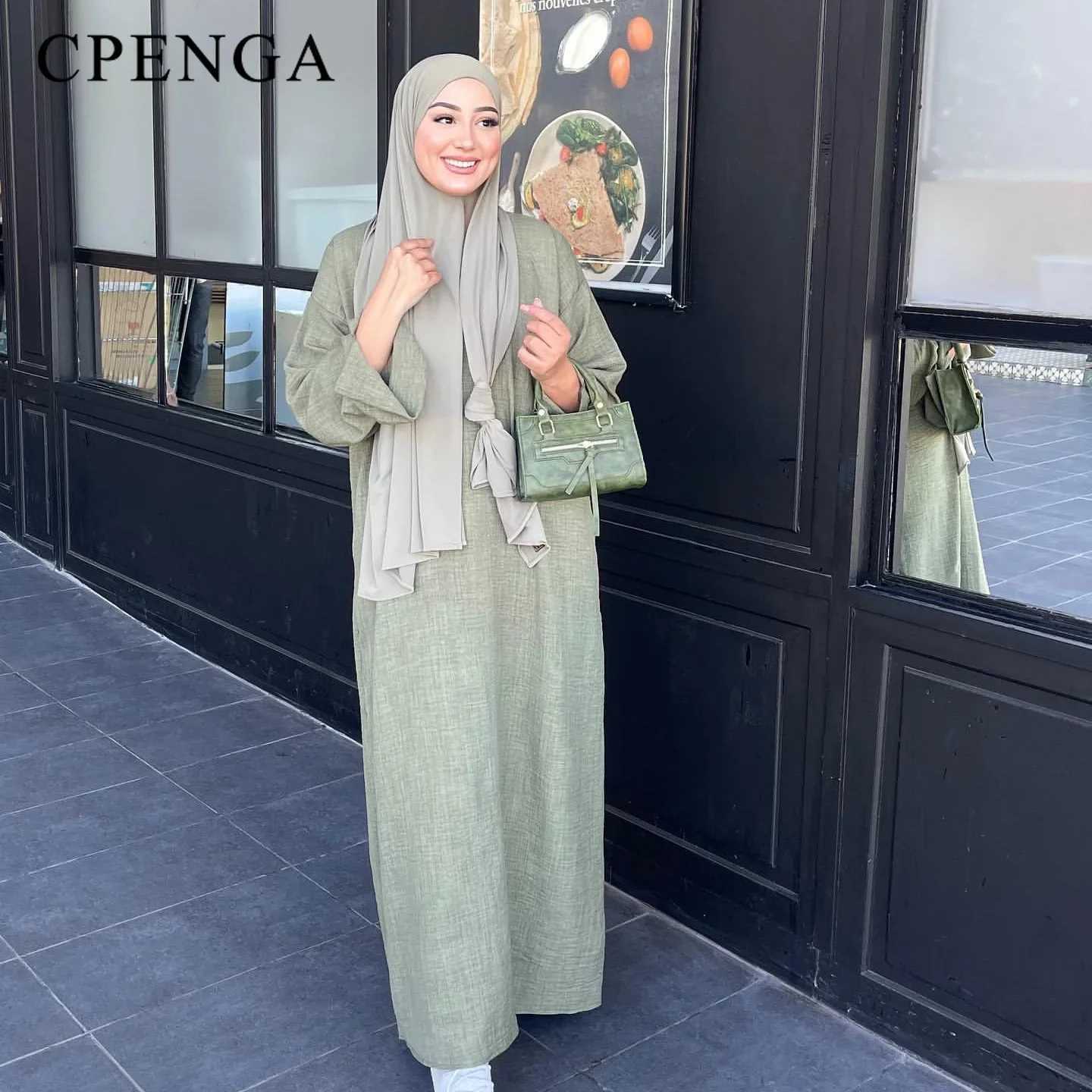2024 Saudi Arabia Women Elegant Modest Cardigan Ramdan Dubai Kimono Abaya Dress Luxury Islam Church Turkey Linen Open Robe X250514