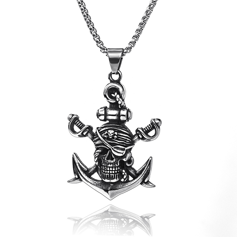Hip hop retro style, high-quality lifestyle fashion, personalized trendy and cool pirate head necklace, collarbone chain