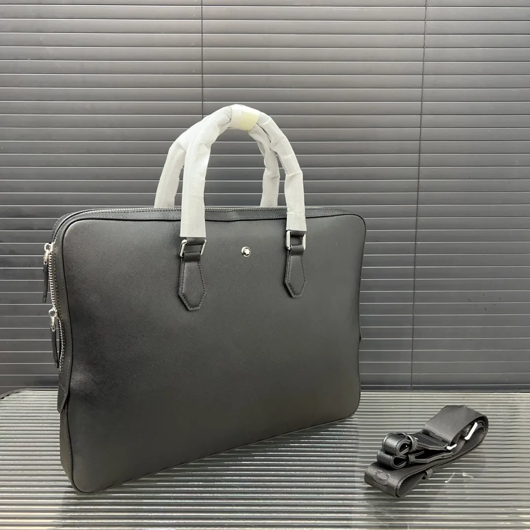 Designer Laptop Bag Men Leather Briefcases Computer Bag Business Bag Zipper Messenger Totes Multifunctional Handbag Black Luxury Tote Bag Solid Color Bag
