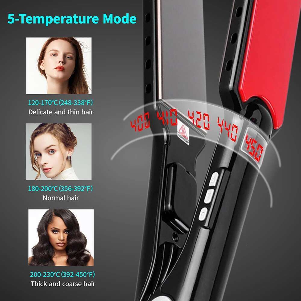 Straightener Titanium 480F High Temperature Professional Wide Plates Irons PTC Treatment Hair Flat Iron And Brush