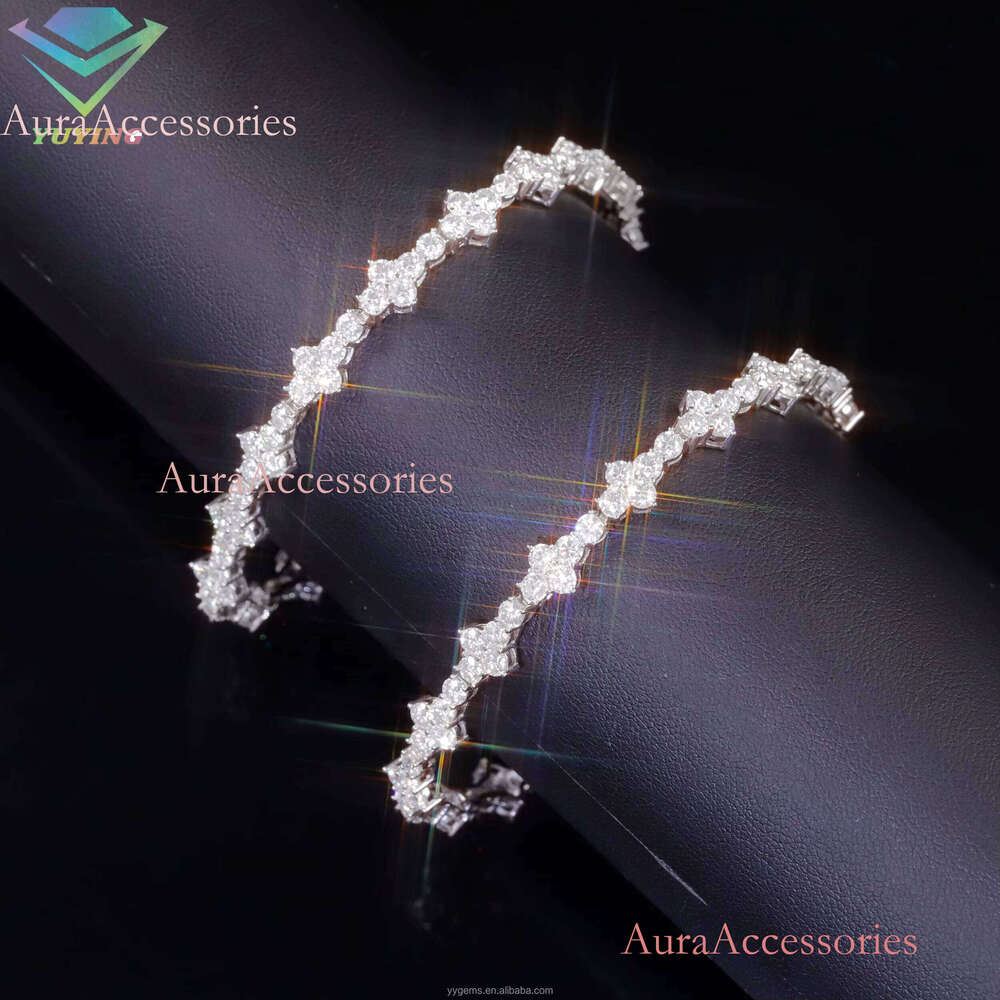 Yu Ying New Style Cross Fine Jewelry 6mm Wide Hip Hop S Sier Moissanite Tennis Bracelet