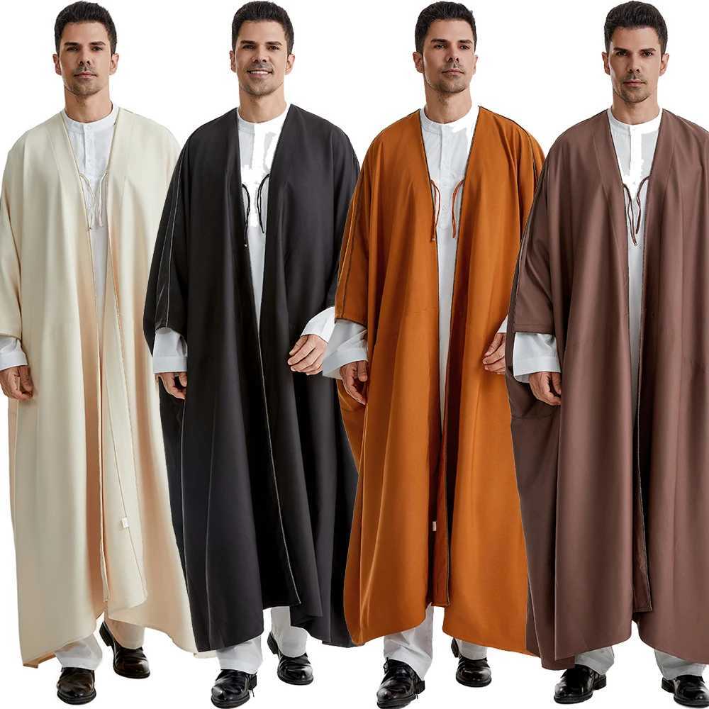 Islam Men Jubba Thobe Kimono Cardigan Eid Ramadan Djellaba Muslim Dress Saudi Arabic Robe Dubai Abaya Turkey Kaftan Morocco Gown X250514