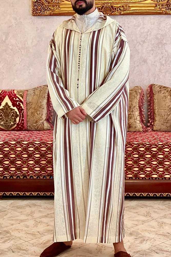 Eid Muslim Men Jubba Thobe Long Robe Saudi Islamic Striped Abaya Caftan Islam Dubai Arab 2024 Summer Morocco Jalabiya Ramadan X250514