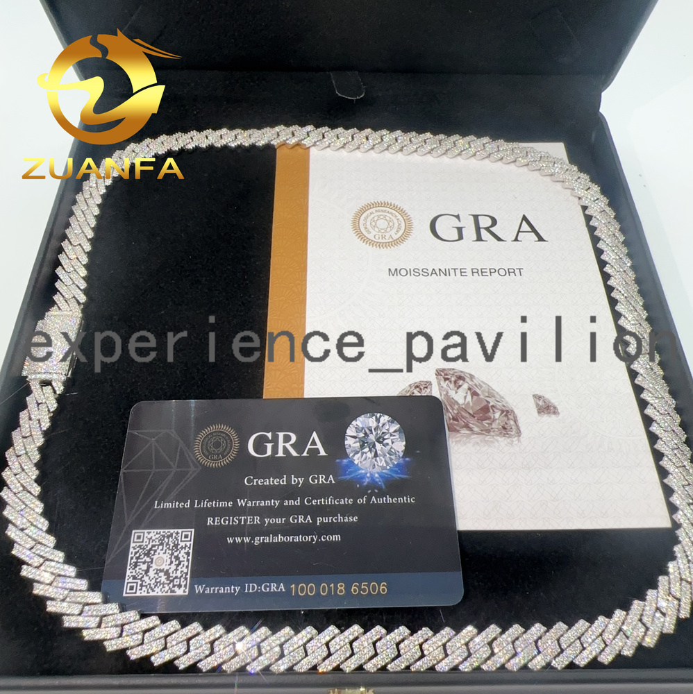 Hot Sale 10mm Iced Out Cuban Link Chain 925 Silver Hip Hop Jewelry Lab Moissanite Cuban Link Chain