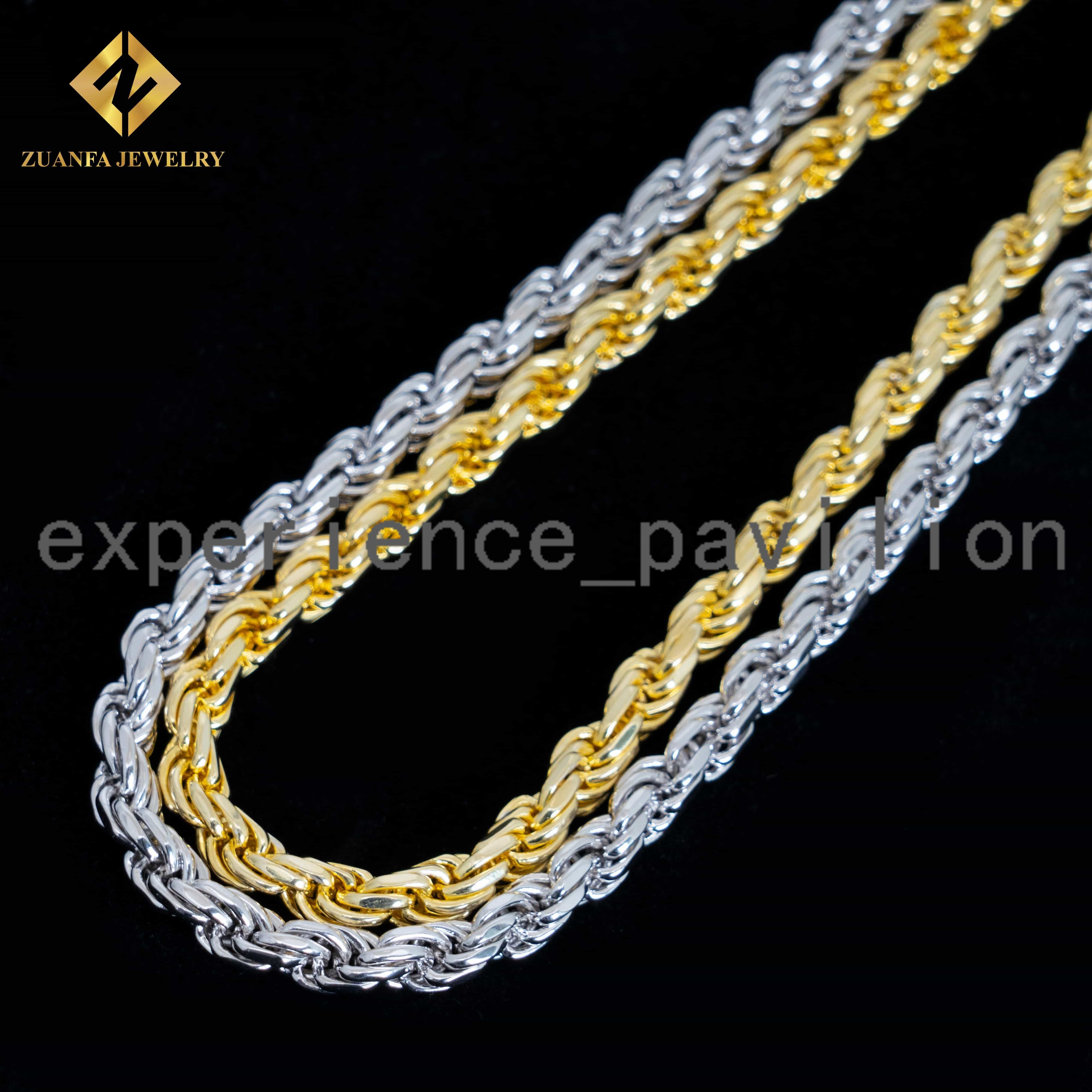 Ready to Ship 6MM Hip Hop Man Necklace 925 Sterling Silver Iced Out Vvs1 Moissanite Diamond Lock Gold Rope Chain