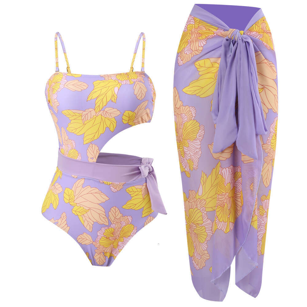 2025 gradient printed one-piece swimsuit for women in Europe America, popular on Instagram, retro strap swimsuit, new style, chic and elegant clothing