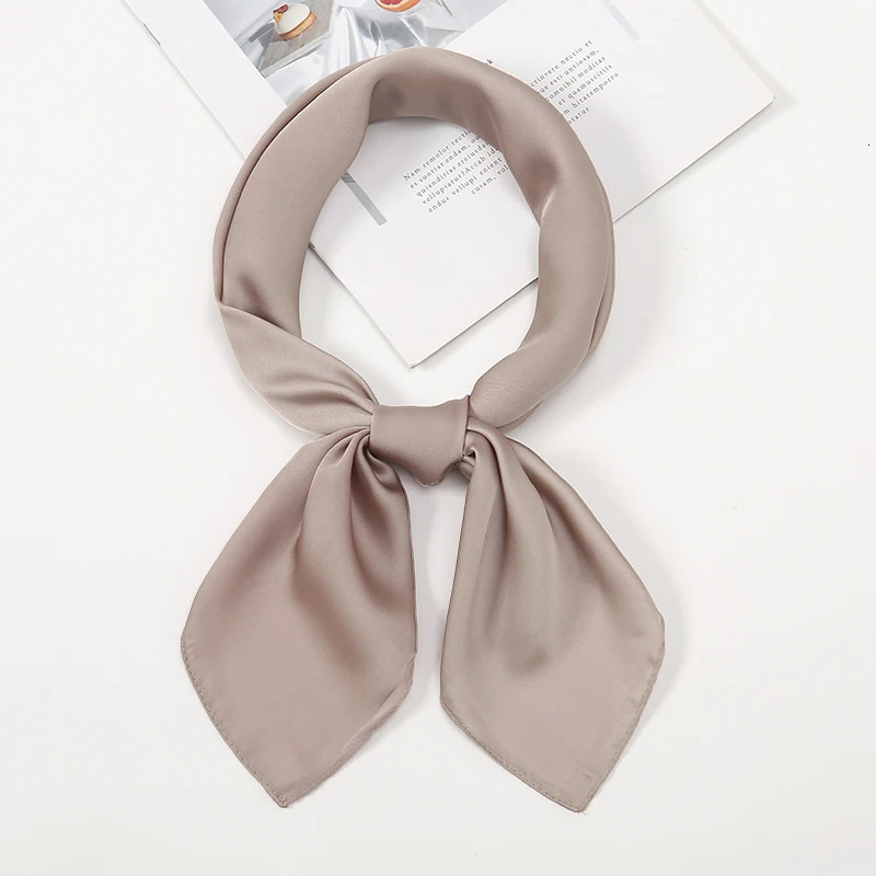 70*70cm Small Size Satin Square Scarf Women Turban Handkerchief Solid Color Matte Silk Hair Wraps Thin Plain Female Neckerchief 250514
