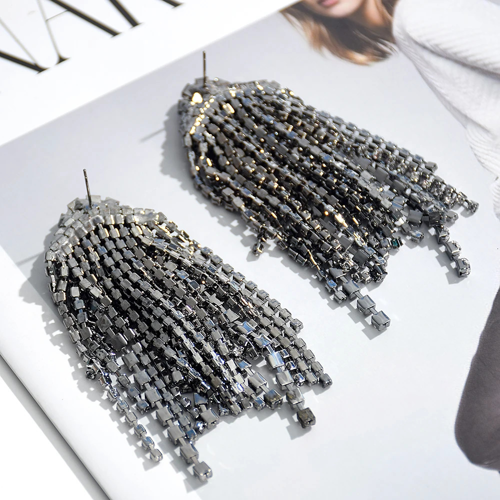 Exaggerated Crystal Dangle Earrings For Women Long Tassel Rhinestone Earrings Girls Wedding Jewelry Wholesale 250513