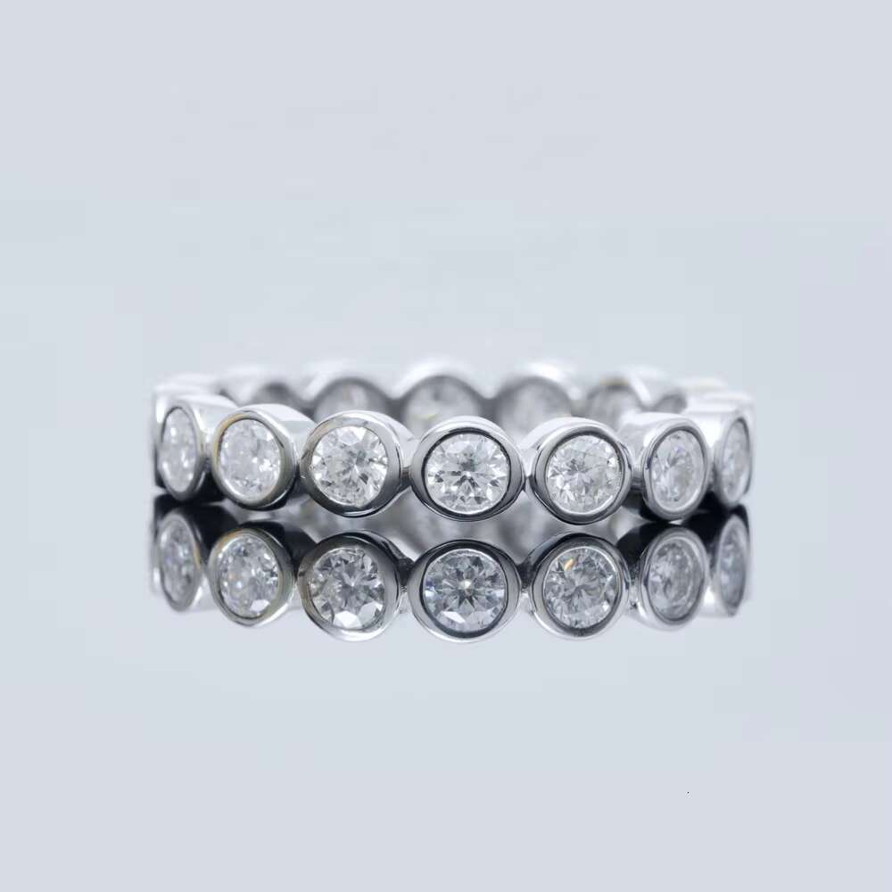 Bezel Diamond Band Rings Sterling Silver 925 Iced Out Vvs Moissanite Fine Jewelry Luxury Band Ring