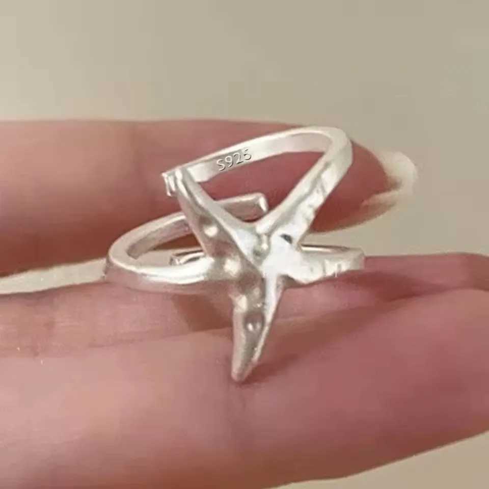 PANJBJ 925 Sterling Silver Geometry Crystal Ring For Women Couple Minimalist Handmade Simple Blue Stone Jewelry Gift DropshipXJ250514