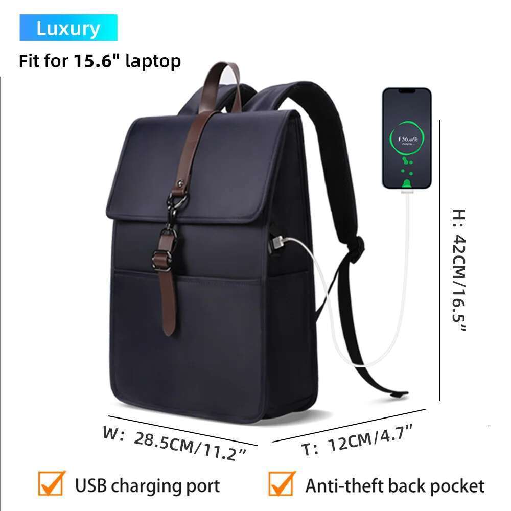 Heroic Knight Vintage 15.6 Inch Laptop Bag Women USB Charging Port Waterproof Men's Buisiness Backpack