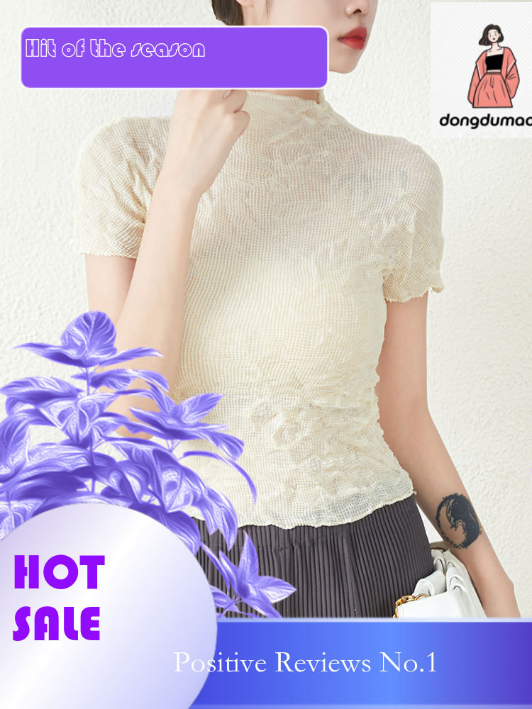 dongdumaoyi Shenzhen Nanyou three bedroom short sleeved women's T-shirt slim fit design, niche irregular elastic versatile top