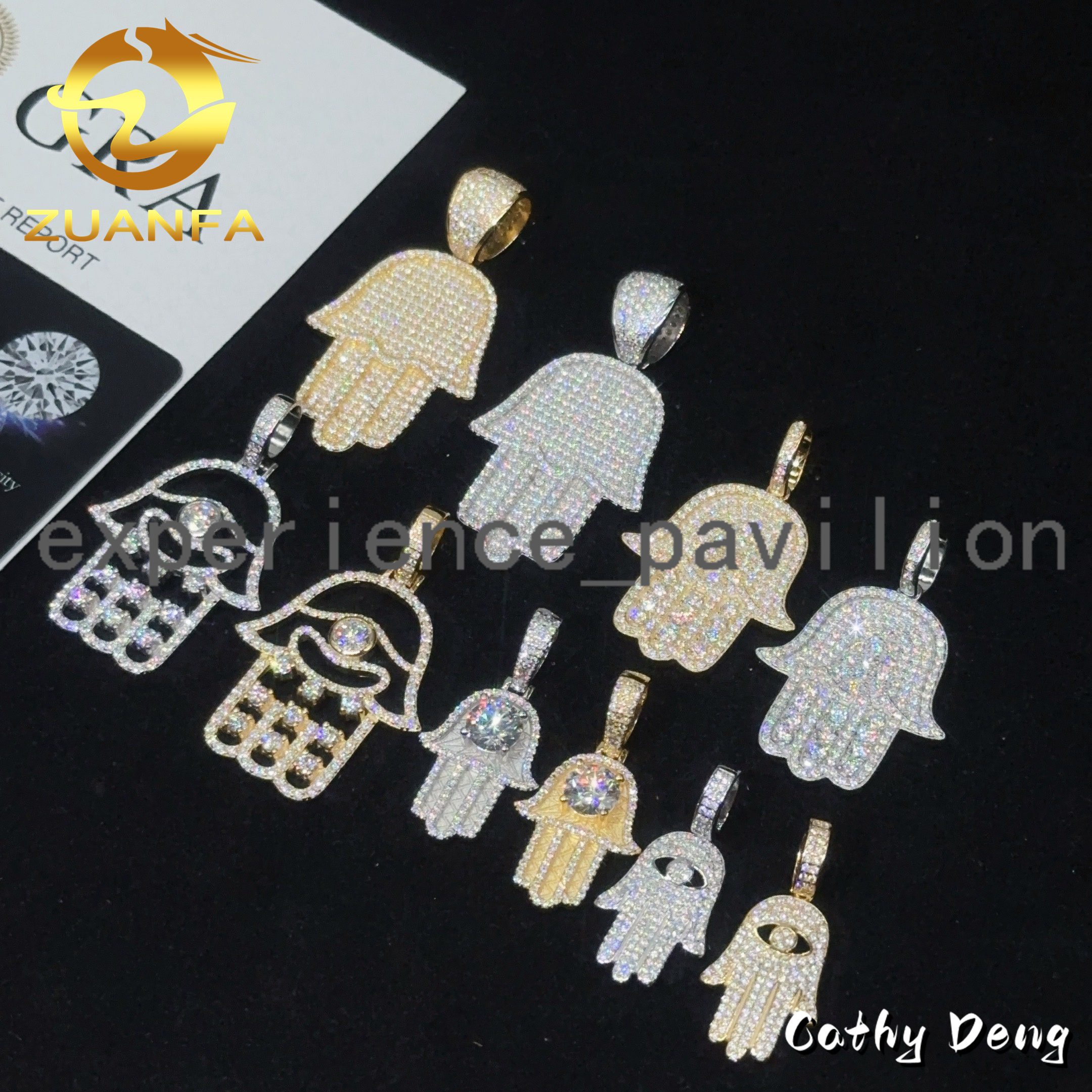 Ready to Ship Hand Pendant Moissanite Hip Hop Jewelry Hamsa Iced Out Pendant 925 Sterling Silver Rapper Jewelry Charm Pendant