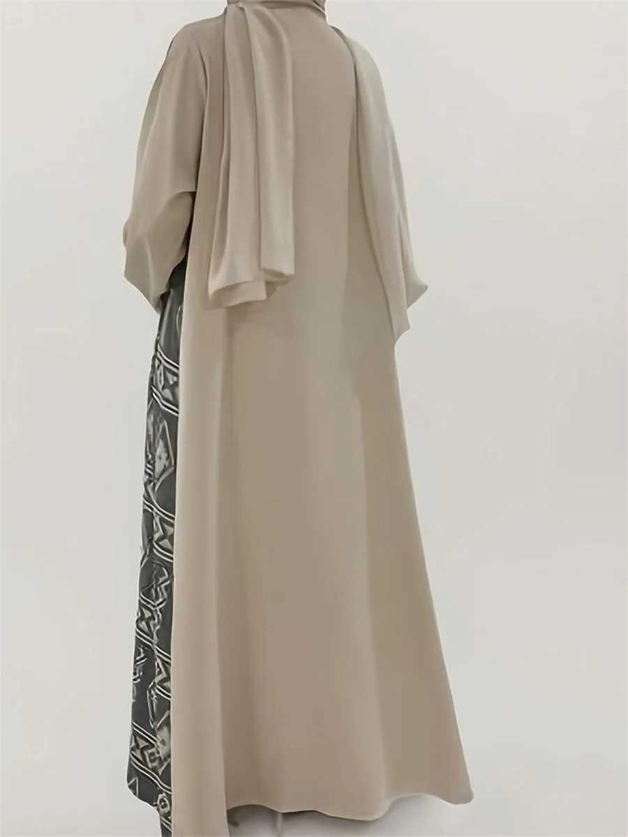 Elegant Floral Embroidered Abaya Maxi Dress with Belt and Flared Sleeves for Women - Stylish Middle Eastern Ramadan Outfit X250514