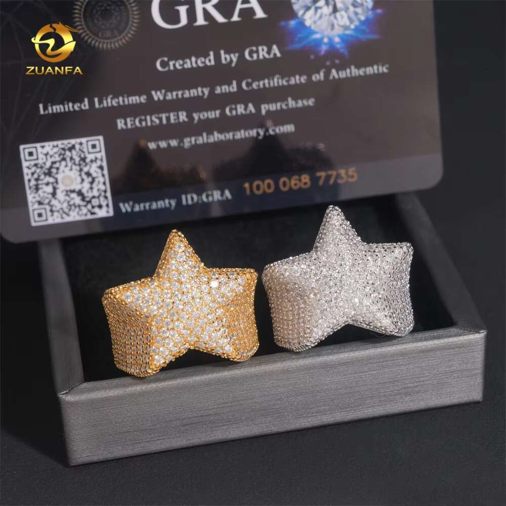 Pass Diamond Tester Hip Hop Star Iced Out Luxury VVS Mens 925 Silver Moissanite Ring
