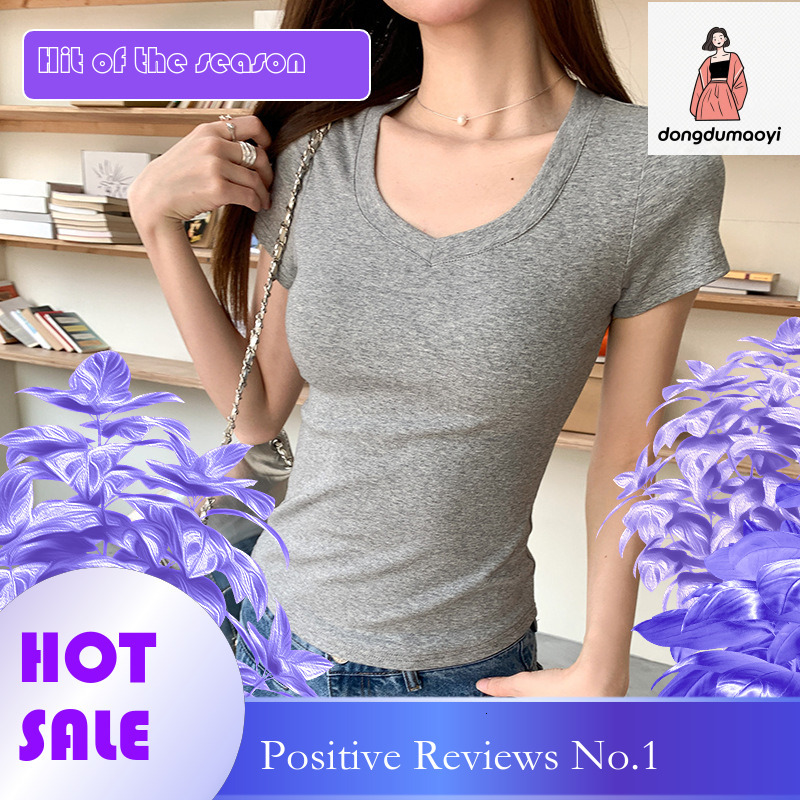 dongdumaoyi French sweet spicy jazz slim fit waist exposed sleeved t-shirt for women's summer 2025 new style chic and beautiful short top