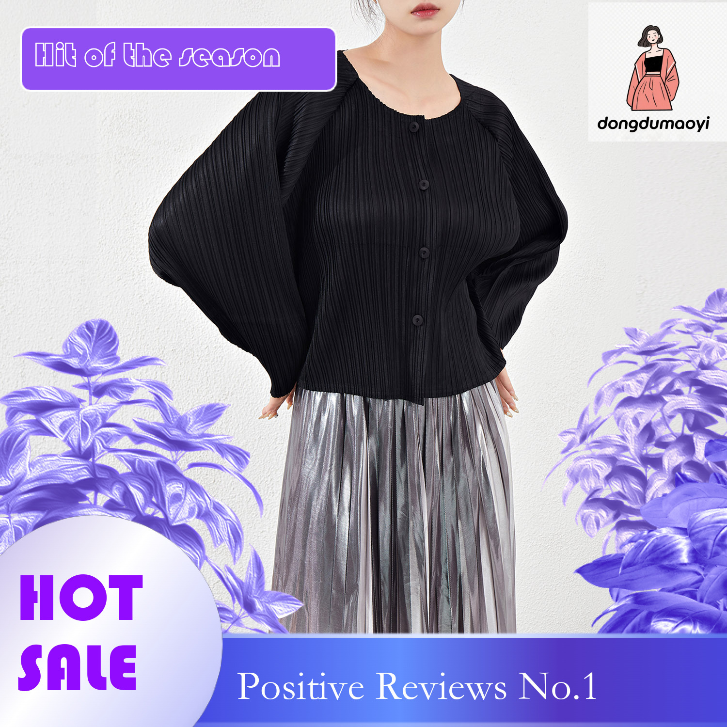 dongdumaoyi Miyake loose short jacket for women 2023 Spring and Autumn new style temperament design sense small shirt single breasted long sleeved ple