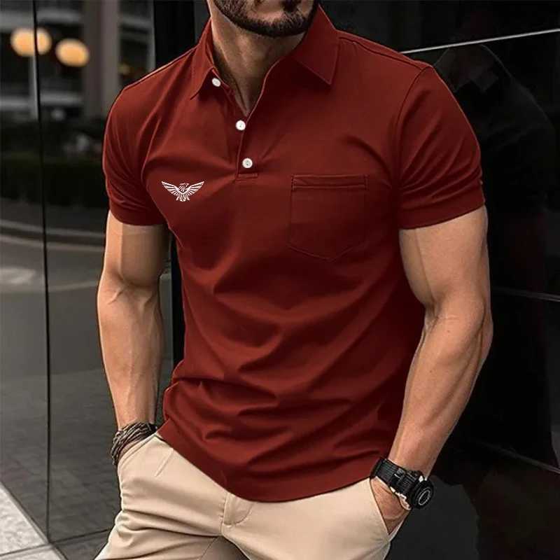Mens Shirt Pique Polo Shirt Casual Holiday Short Slve Fashion Solid Color Patchwork Pocket Summer Regular Fit Shirt X2505141