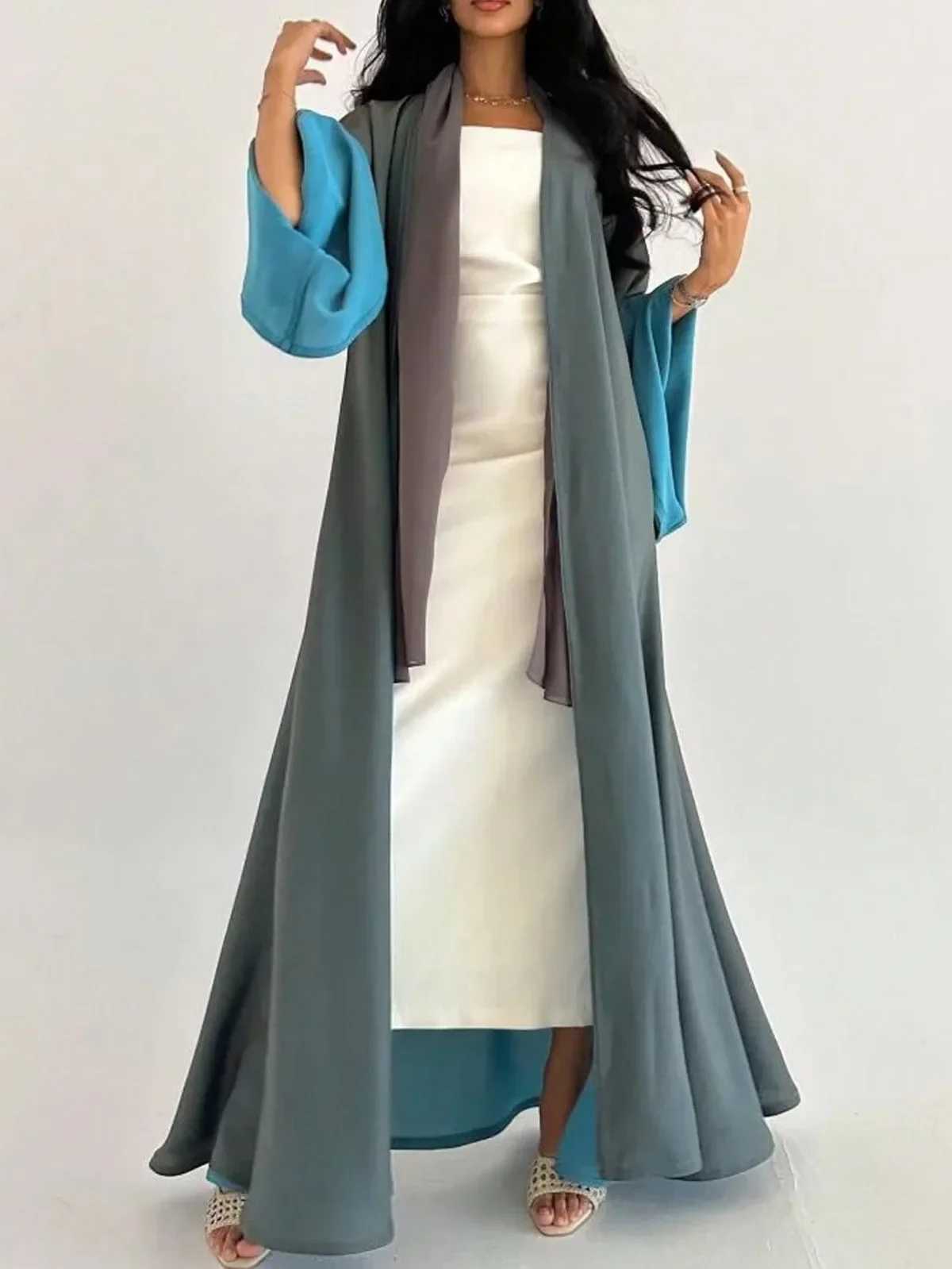 Middle-East Loose Abaya Muslim Women Full Slve Islamic Abayas Turkey Kaftans Jilbabs Islamic Maxi Dresses Worn on Both Sides X250514