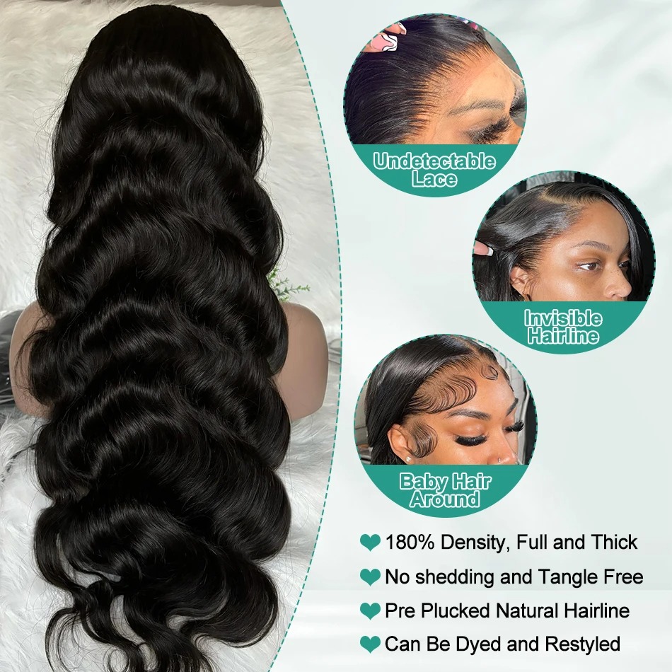 250% 40 46 30Inch 13x6 HD Body Wave Lace Front Human Hair Wigs Brazilian Lace Frontal Wig Glueless Wigs Synthetic Front wigs Human Hair Ready To Wear