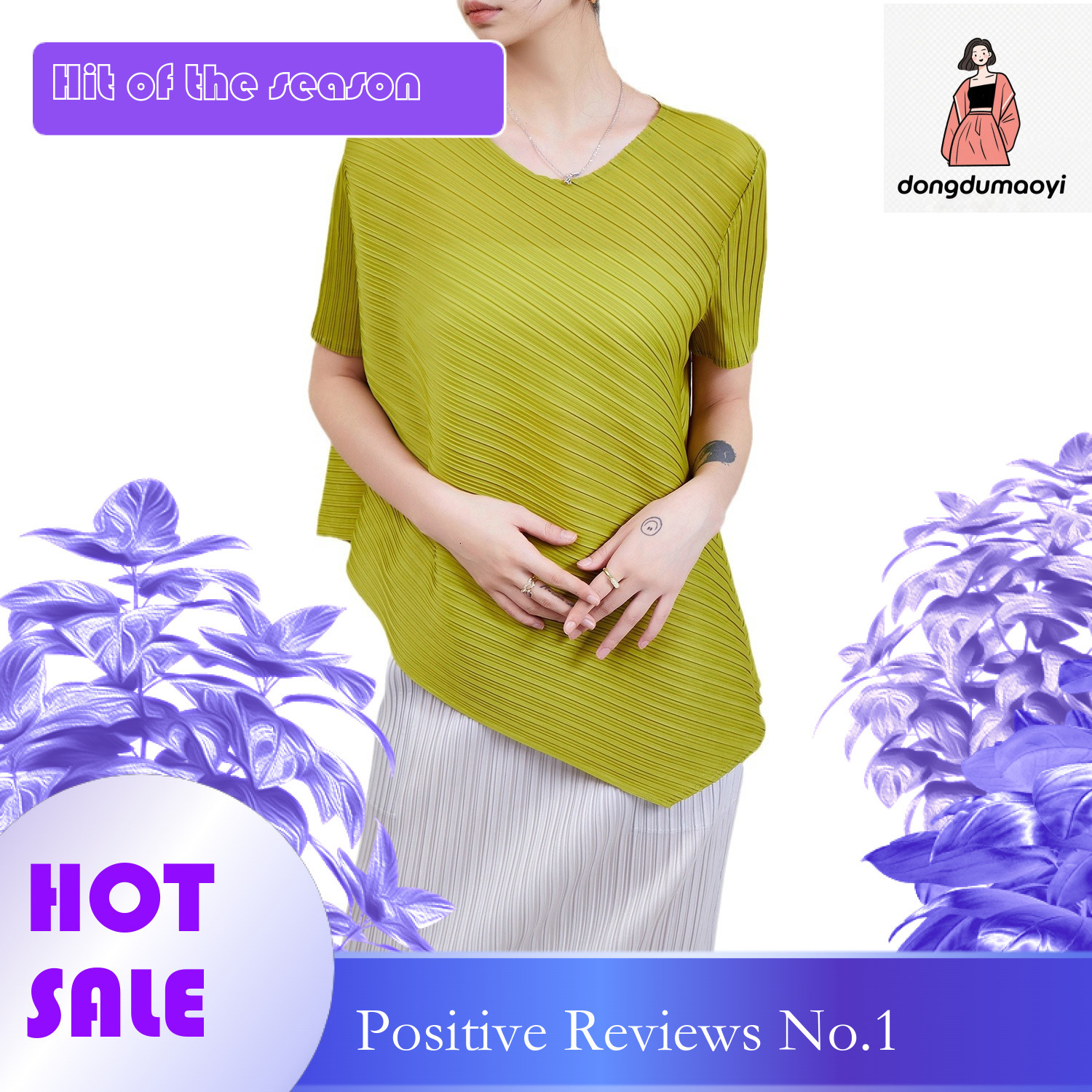 dongdumaoyi Folded women's summer thin solid color versatile casual breathable irregular hem pullover short sleeved T-shirt
