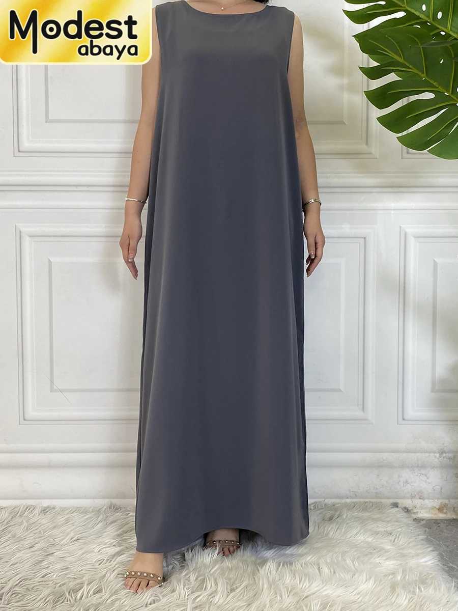 Modest Abaya Femme Casual Vestido All-Match Slveless Inner Dress Muslim For Women Maxi Robe Caftan Moroccan Islamic Clothing X250514