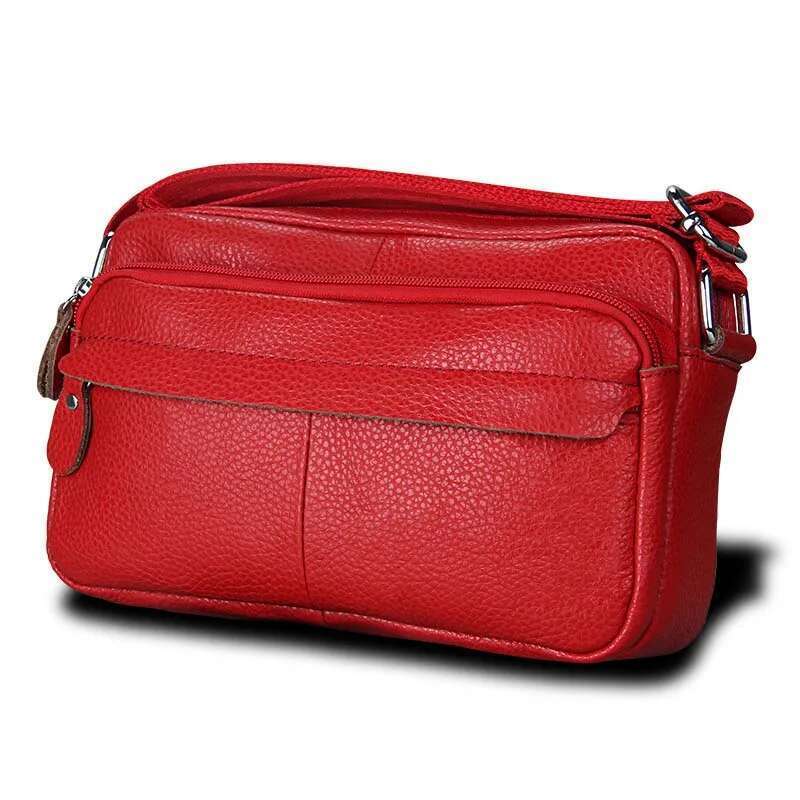 Genuine Cow Leather Women Handbags Single Shoulder Zipper Messenger Bags Soft Phone Pocket High Quality Crossbody Female Bag