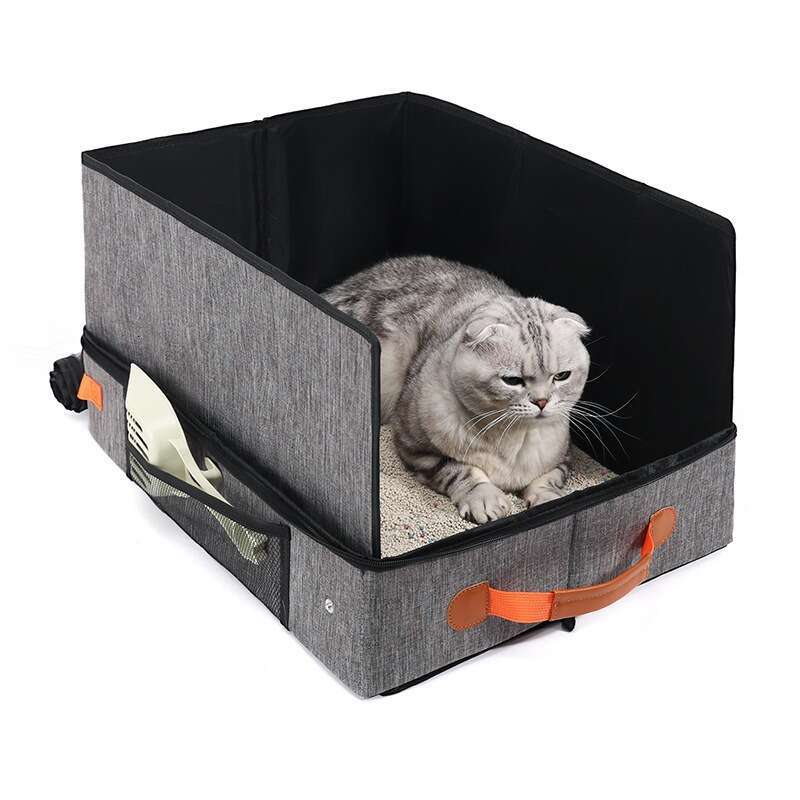Cat travel portable waterproof foldable fabric litter box cat supplies storage bag