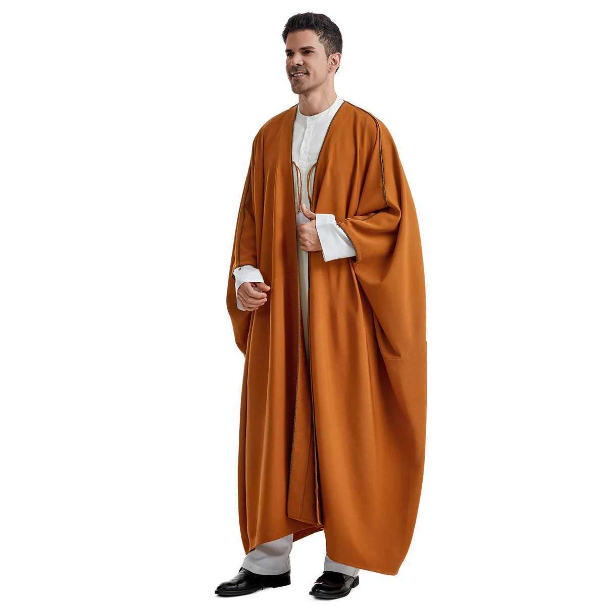 Eid Muslim Men Jubba Thobe Abaya Long Dress Ramadan Kimono Robe Saudi Arabic Musulman Kaftan Dubai Djellaba Islamic Clothing New X250514