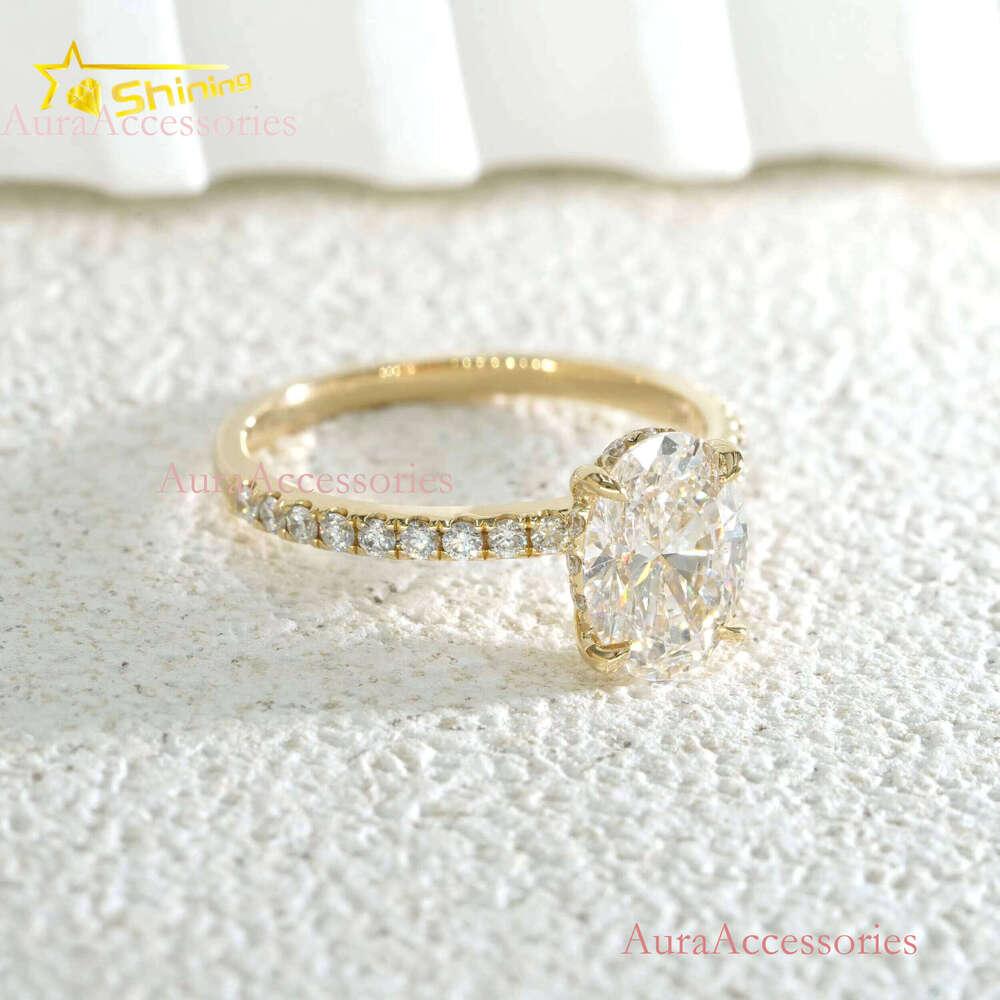 Oval Cut G VVS2 IGI Lab Grown Dias Engagement Ready to Ship Fine Jewelry 14K Solid Yellow Gold Rings with Certificate