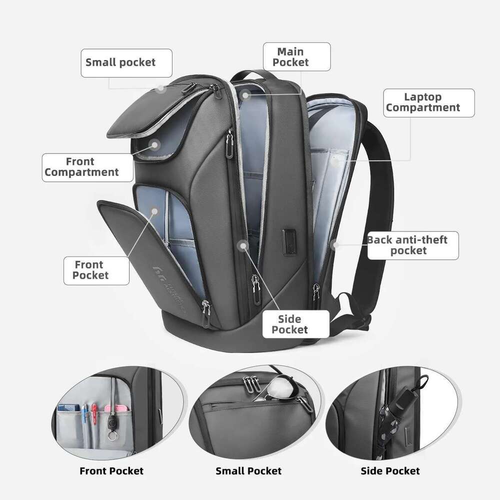 HK Travel Business for Men Large Capacity 17 Inch Laptop Multifunctional Anti-Theft Backpack Weekender Daypack