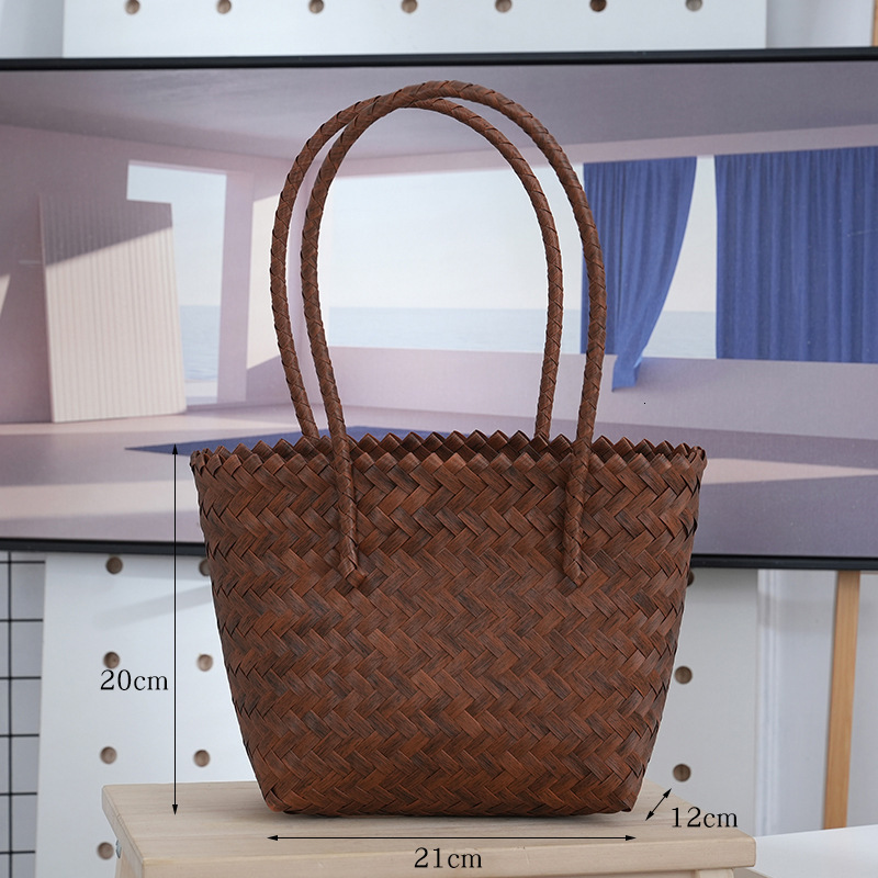 2025 New Handbag Fashion Simple Beach Vacation Straw Bag Designer Women's New Woven Handbag Imitation Vine Weaving Festival Gift Vacation Bag