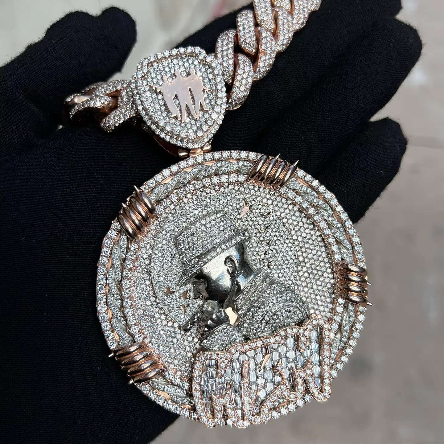 Hiphop Jewelry Iced Out VVS Moissanite Diamond Mossanite Pendant Custom 925 Sterling Silver Self Made Moissanite Pendant Contact customer service for 