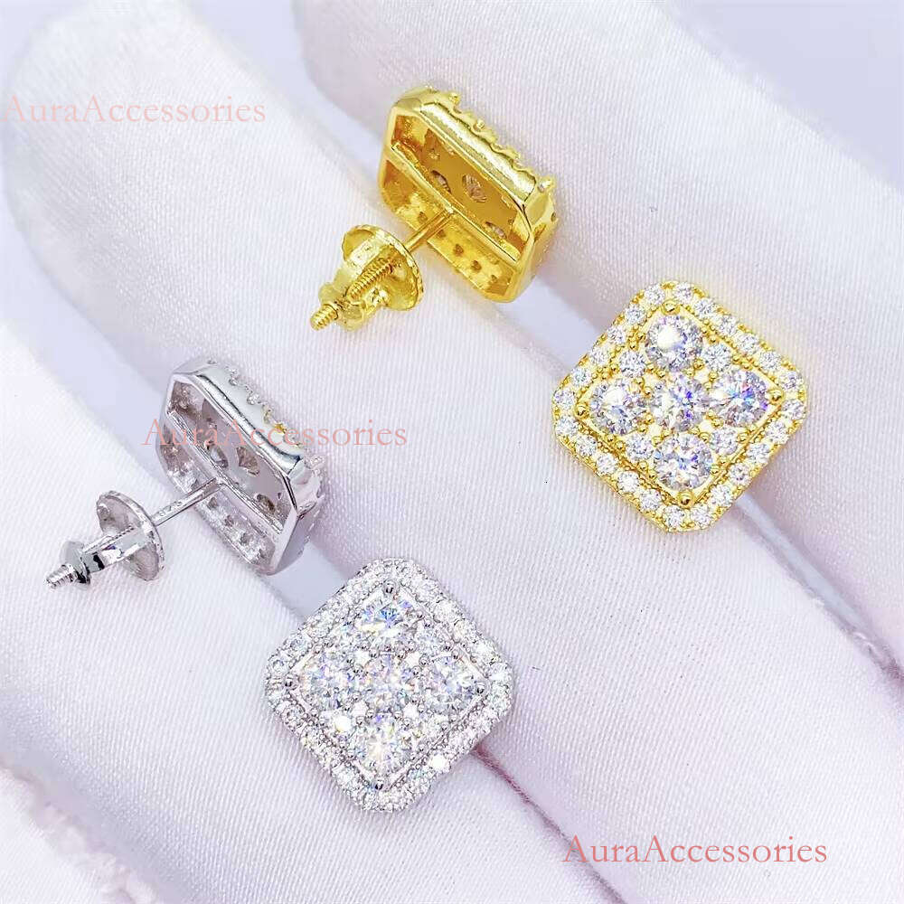 Manufacturer Direct Sterling Sier Vvs Moissanite Hip Hop Fine Iced Out Jewelry Earrings for Men