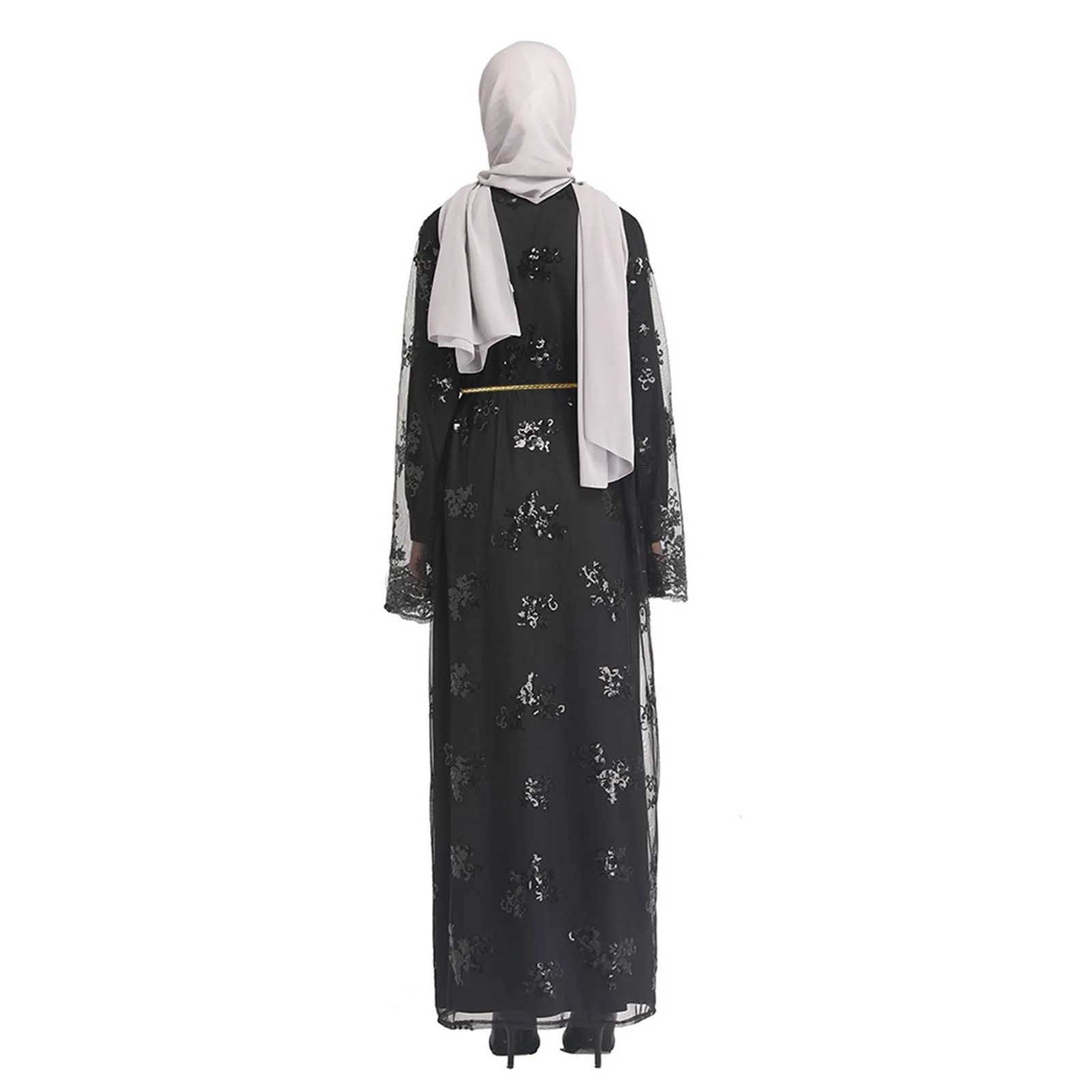 Fashion Sequin Kimono Cardigan Abaya Dubai Luxury Muslim Kaftan Abayas For Women Turkish Islamic Clothing Eid Prayer Dress X250514