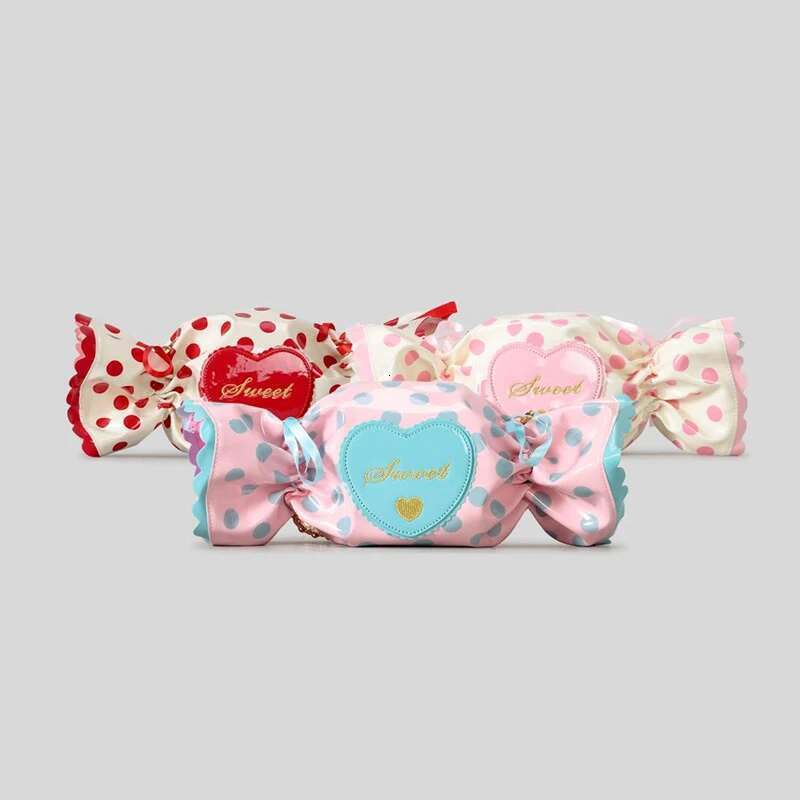Cute Candy Design Crossbody Women Creative Funny Shoulder Bags Colorful Pvc Bag for Girls Haruku Love Hearts Purses